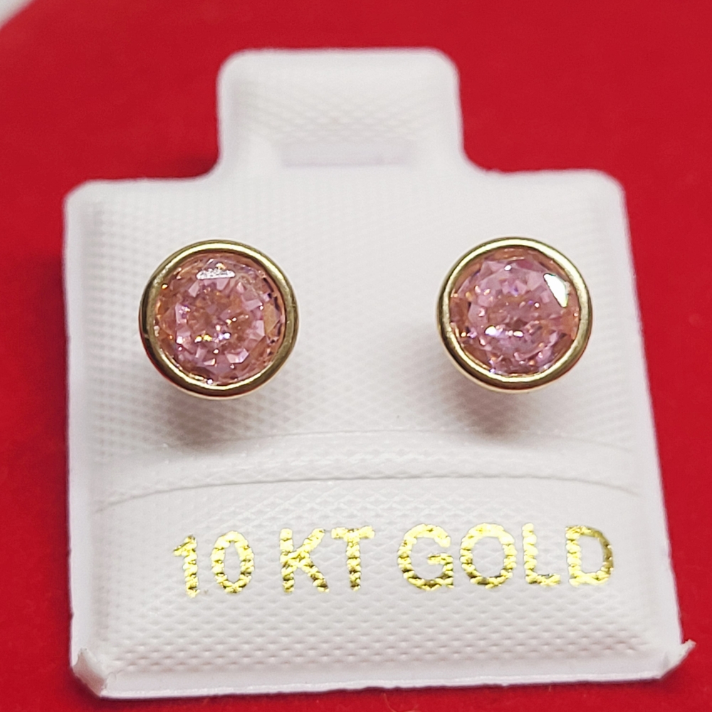 10 K Gold and Pink Stud Earrings